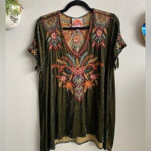 Johnny Was - Aivita Velvet Embroidered Drape Top Blouse